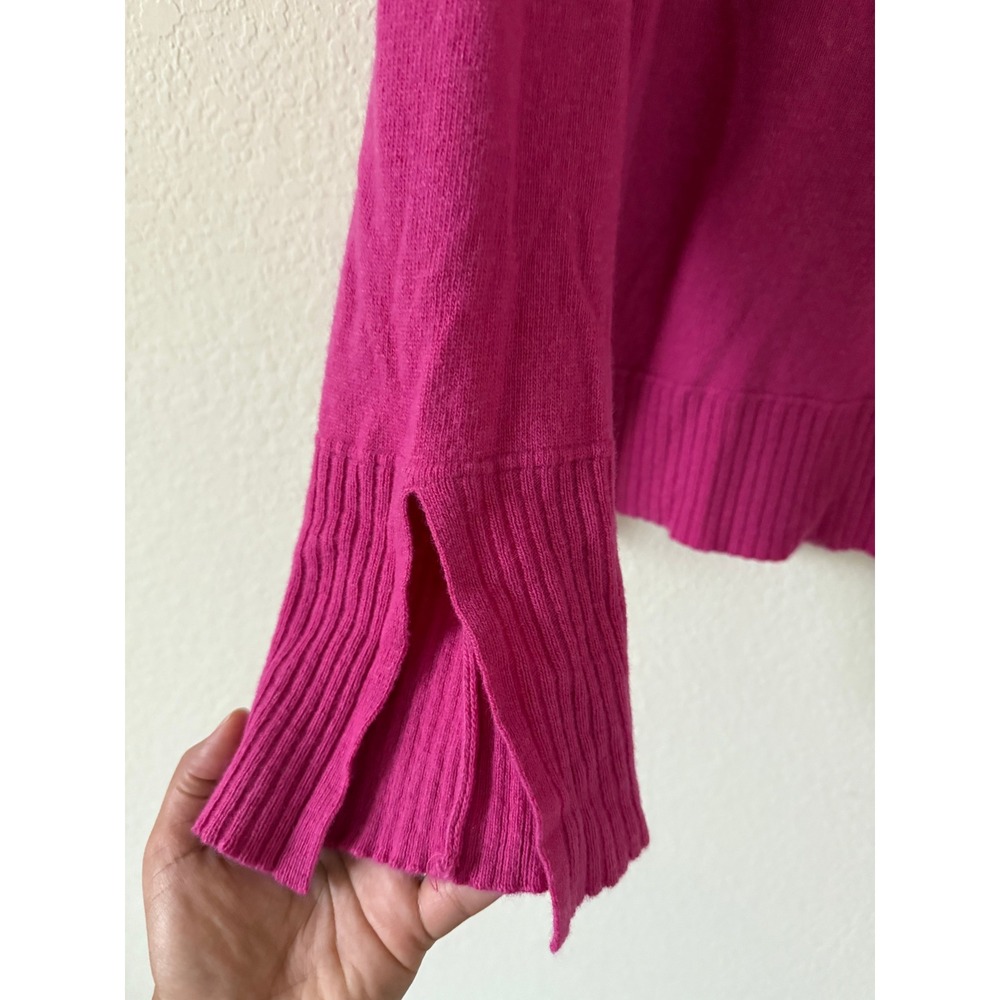Bianco Blu Italy Women's Pink Crew Neck Long Sleeve Split Hem Sweater Size L - Picture 4 of 5